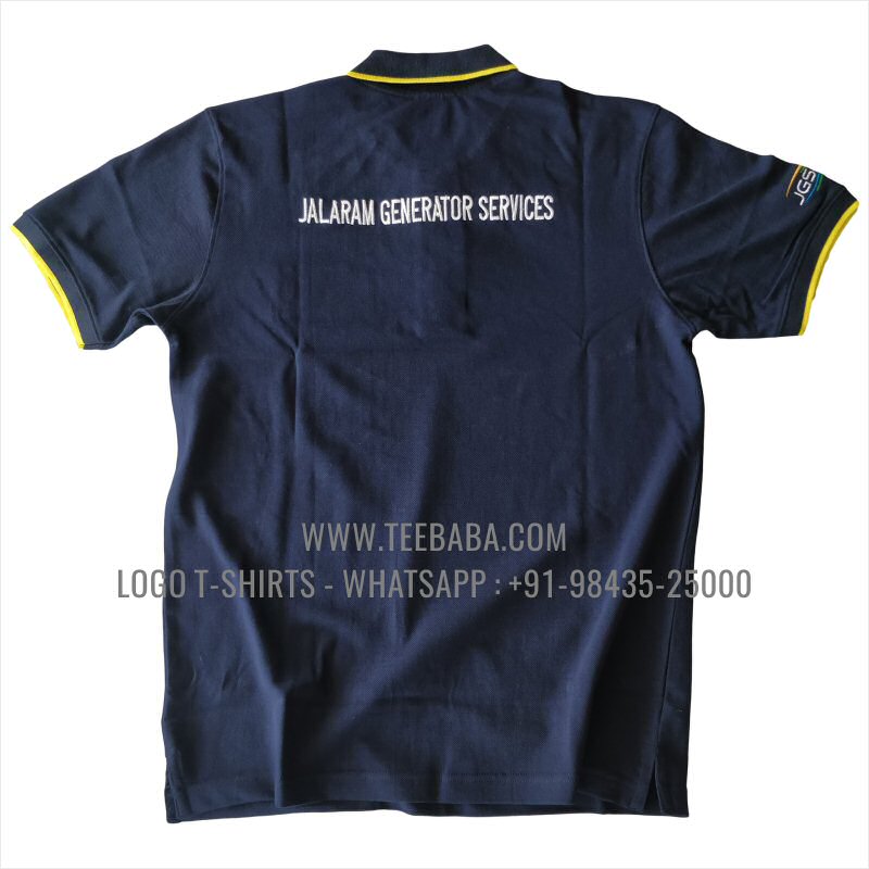 Tipping Collar Polo T-Shirt - 100% Cotton - 240 GSM Thick Pique Airtex Fabric - Logo Embroidery - Navy - Jalaram