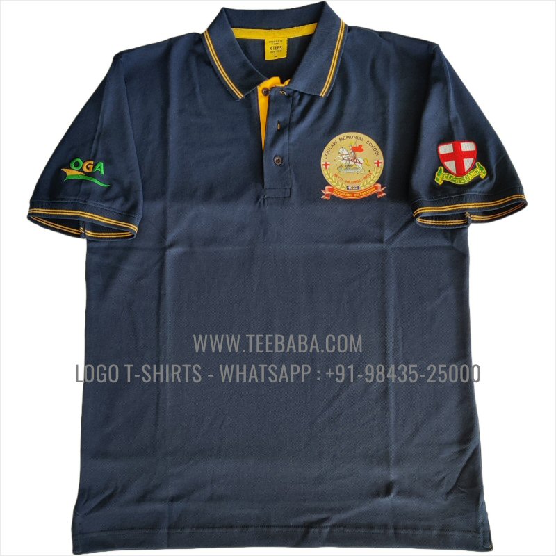 Tipping Collar Polo T-Shirt - 100% Cotton - 240 GSM Thick Pique Airtex Fabric - Logo Embroidery - Navy - Laidlaw OGA