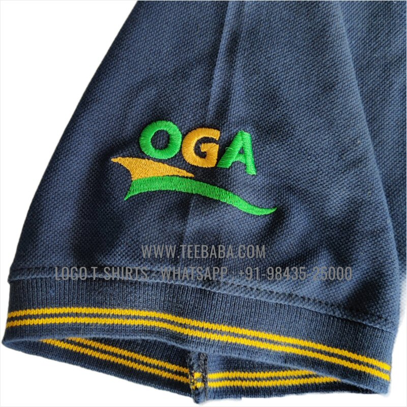 Tipping Collar Polo T-Shirt - 100% Cotton - 240 GSM Thick Pique Airtex Fabric - Logo Embroidery - Navy - Laidlaw OGA