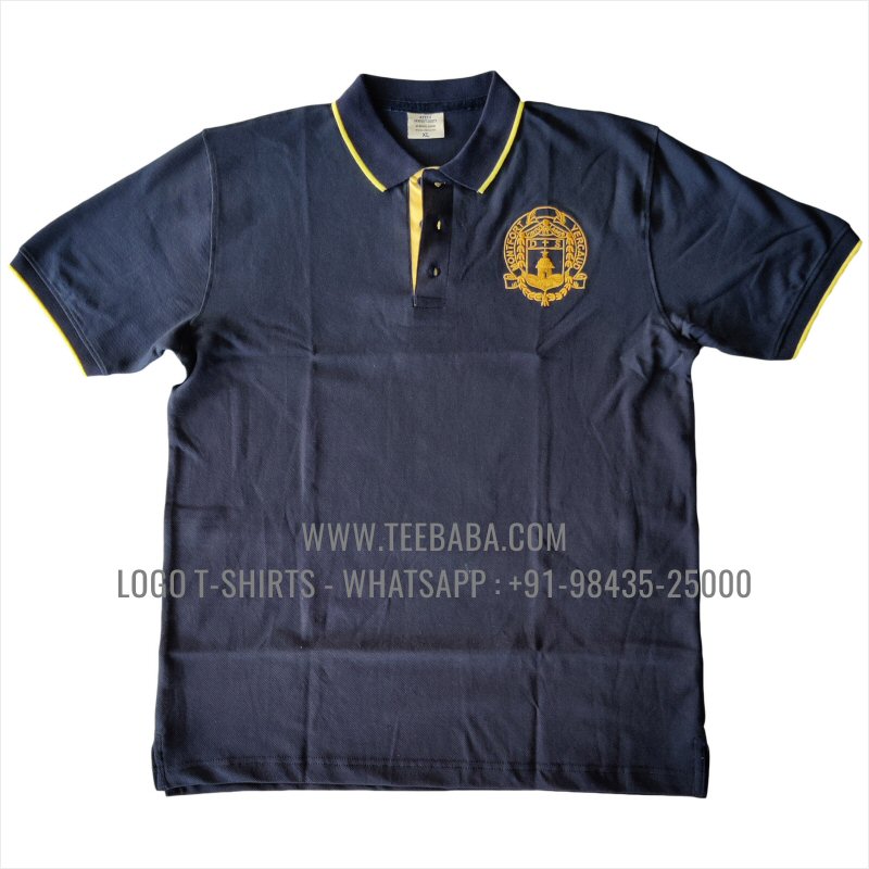 Tipping Collar Polo T-Shirt - 100% Cotton - 240 GSM Thick Pique Airtex Fabric - Logo Embroidery - Navy - Montfort Alumni