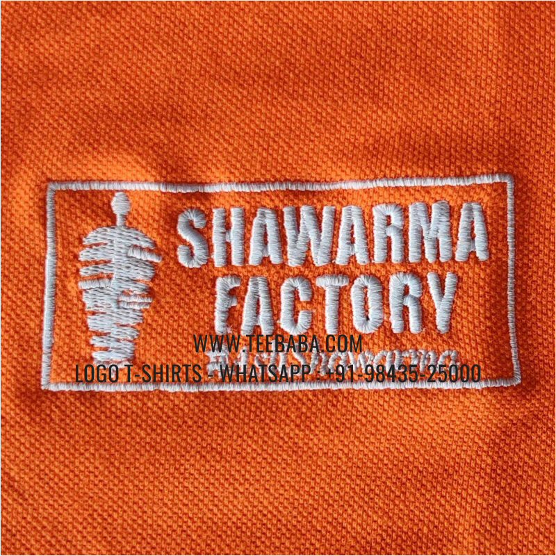 Tipping Collar Polo T-Shirt - 100% Cotton - 240 GSM Thick Pique Airtex Fabric - Logo Embroidery - Orange - Shawarma Factory