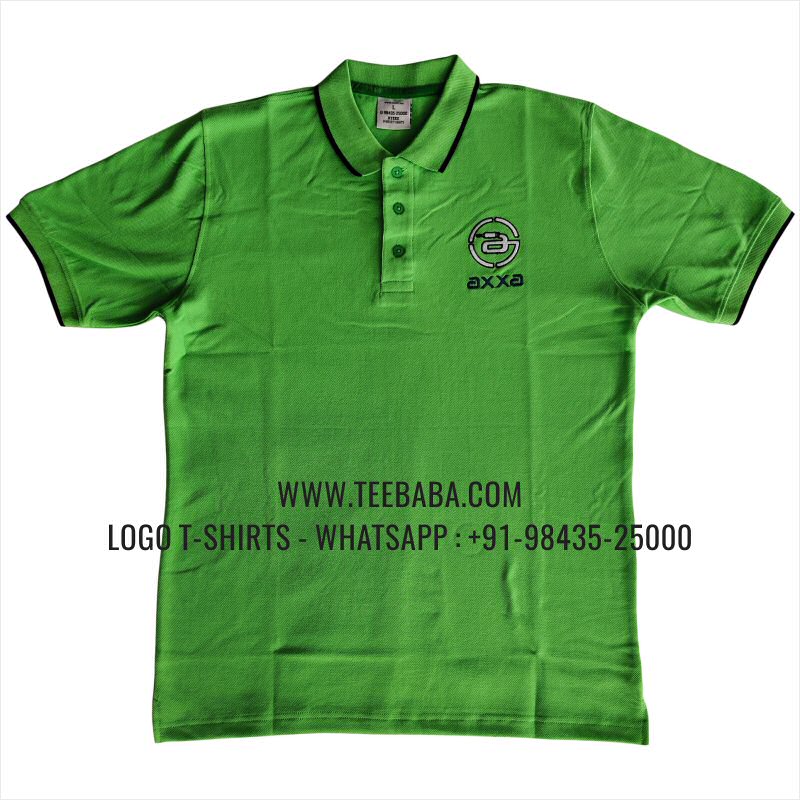 Tipping Collar Polo T-Shirt - 100% Cotton - 240 GSM Thick Pique Airtex Fabric - Logo Embroidery - Parrot Green - Axxa