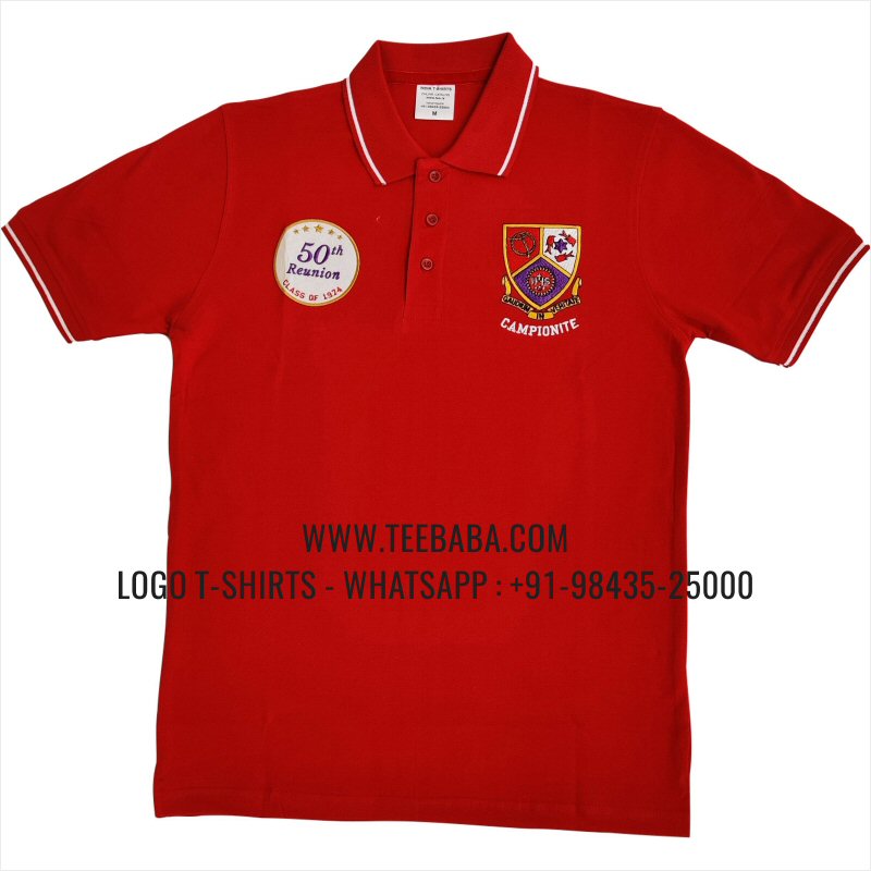 Tipping Collar Polo T-Shirt - 100% Cotton - 240 GSM Thick Pique Airtex Fabric - Logo Embroidery - Red - Campionate