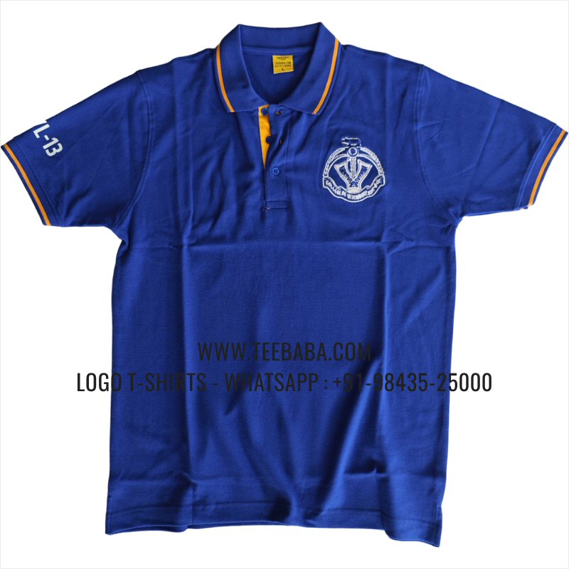 Tipping Collar Polo T-Shirt - 100% Cotton - 240 GSM Thick Pique Airtex Fabric - Logo Embroidery - Royal Blue - Alumni