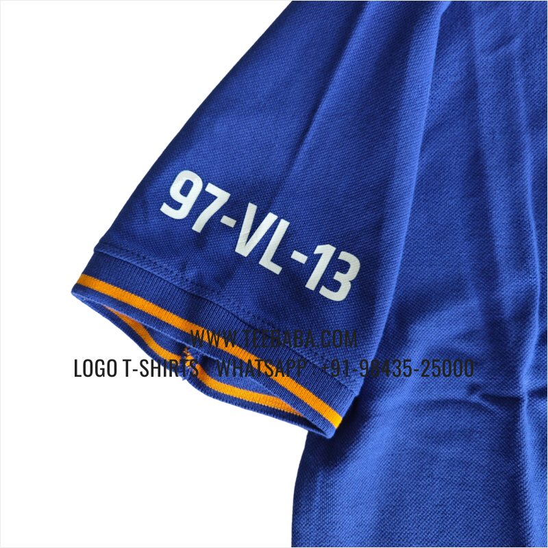 Tipping Collar Polo T-Shirt - 100% Cotton - 240 GSM Thick Pique Airtex Fabric - Logo Embroidery - Royal Blue - Alumni