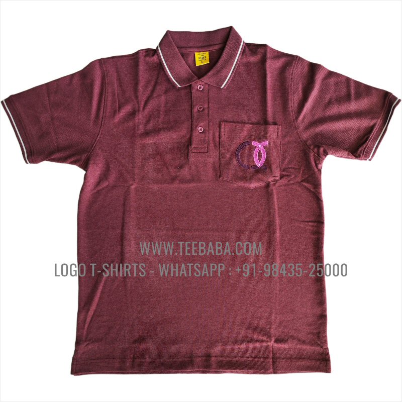 Tipping Collar Polo T-Shirt - Pocket - 100% Cotton - 240 GSM Thick Pique Airtex Fabric - Logo Embroidery - Maroon Melange - Quill Resolution
