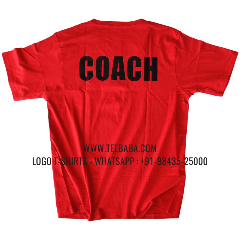 V Neck T-Shirt - 100% Cotton - 180 GSM Bio Washed Fine Single Jersey Fabric - Logo Digital Print - Red - Fitness Squed