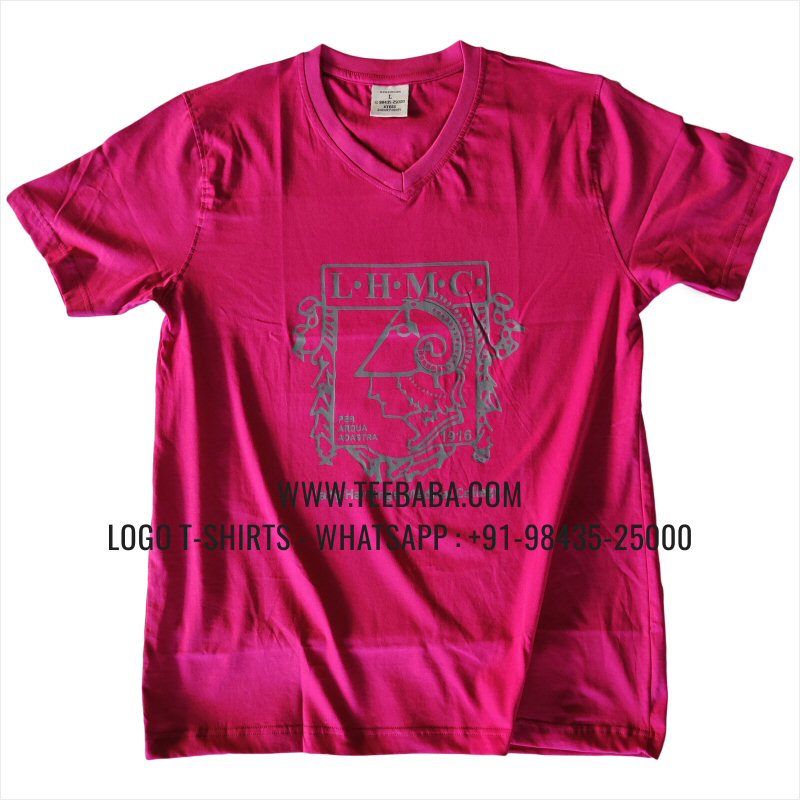 V Neck T-Shirt - 100% Cotton - 180 GSM Bio Washed Fine Single Jersey Fabric - Logo Print - White - PCK 1970
