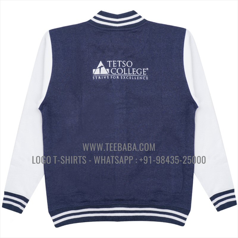 Varsity Jacket - 100% Cotton - 300 GSM Fleece - Logo Embroidery - Navy Melange - TETSO